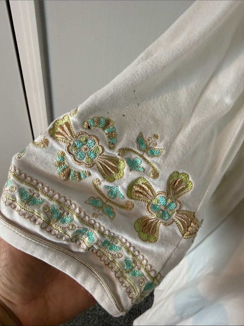 RARE Vintage Y2K Oscar de la Rent White Embroidered Robe and Night Dress Set - Picture 4 of 10